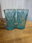 VINTAGE Anchor Hocking  Aquamarine Gemsone Kimberly Glass High Tumblers Set Of 4