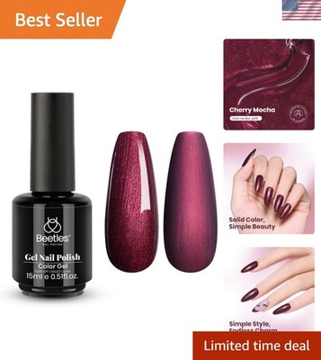 Burgundy Glitter Gel Polish - Cherry Mocha Color, 15ML - Effortless Elegance