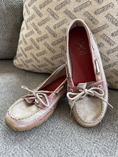 Twisted X Driving Moccasin Leather Lace Up Boat Shoes Pink Tan Women s 5.5 M