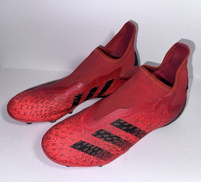 Adidas Predator Boys Size 5.5 Slip On Cleats Red & Black Pre Owned Condition