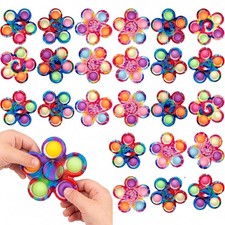 24-Pack Premium Pop Fidget Spinners 2-in-1 Sensory Spinning Toys for Kids