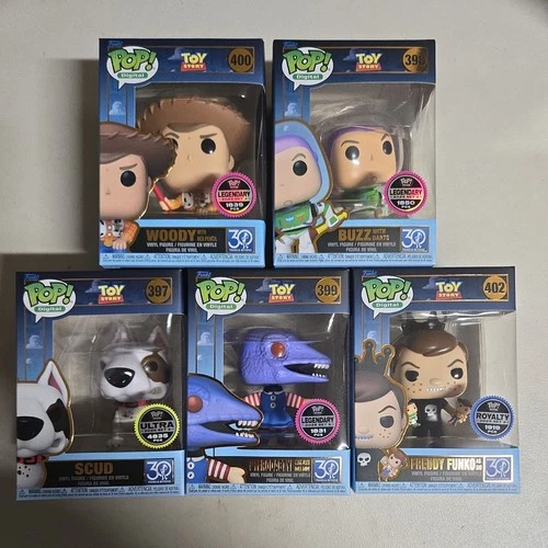 Toy Story Digital Funko Pop - Bundle of 5 Woody, Buzz, Scud, Pterodactyl, Freddy