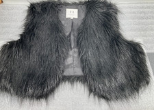 Halston Heritage Faux Fur Vest Size O/S  Black