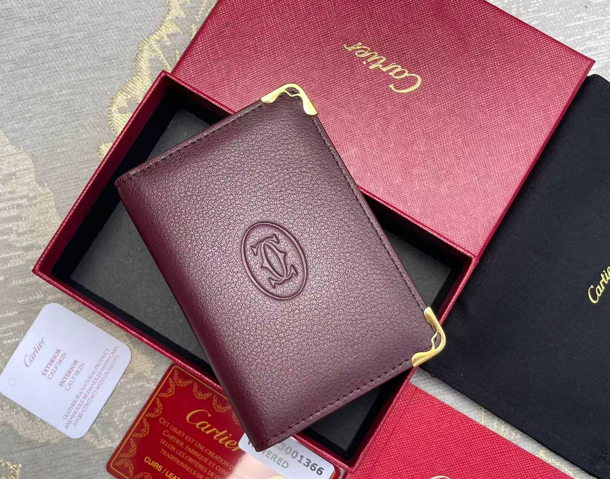 Cartier Must de Cartier Red Calfskin 4CC Card Holder Wallet Luxury