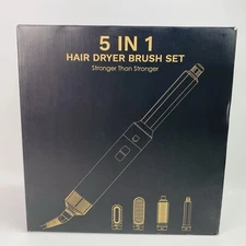 5 In 1 Hair Dryer Brush Set Multi-Functional Hot Air Styler White & Gold NEW!