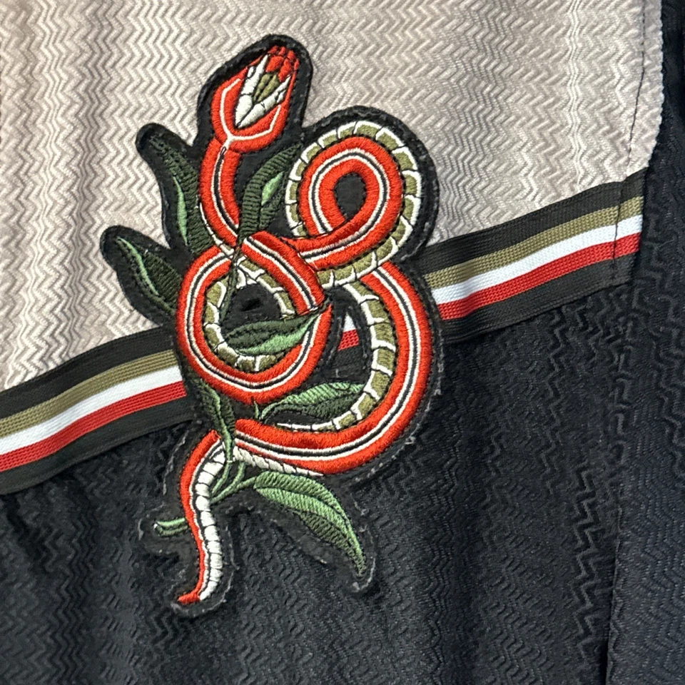 Zara Man Bomber Jacket Size MEDIUM  Black Satin Embroidered snake Vintage - Image 4 of 4