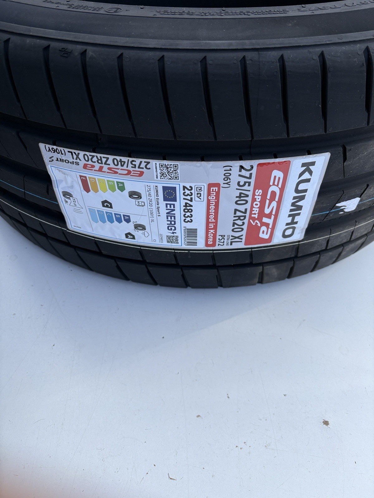 275 40 20 106Y XL  Kumho Ecsta Sport S PS72 - Tyre Only NO FITTING AVAILABLE