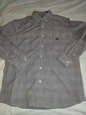 Chaps Mens Large Easy Care Long Sleeve Button Down Shirt Black Gray Glen Plaid