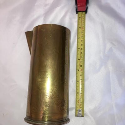 Antike Grabenkunst Muschel Ypern 1915 Messing und Kupfer Krug / Vase