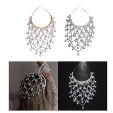 Mesh Rhinestone Headband Headwear Wide Mesh Headpiece Cap for Weddings Birthdays