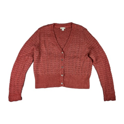 #ad Sundance Womens XL Cardigan Catalog Cropped Orange Leanna Pointelle Open Knit $44.99