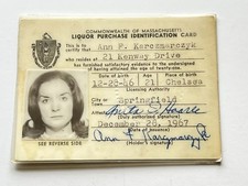 Vintage Massachusetts 1967 Liquor Photo ID An...