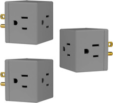3-Outlet Extender, 3 Pack, Grounded Wall Tap, Adapter Spaced, 3-Prong, Multiple