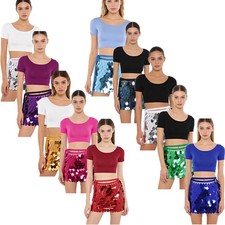 Womens Dancewear Samba Outfit Sequin Costume Fringe Set Performance Dance Gras