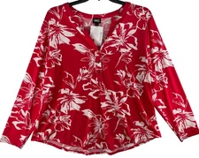 I.N.C.  Womens 2X Core Knits Freya Blooms Long Sleeve Top Pink & White Floral De