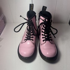 Dr. Martens 1460 J Delaney Pink Patent Leather Boots Girls Junior Size 1 US