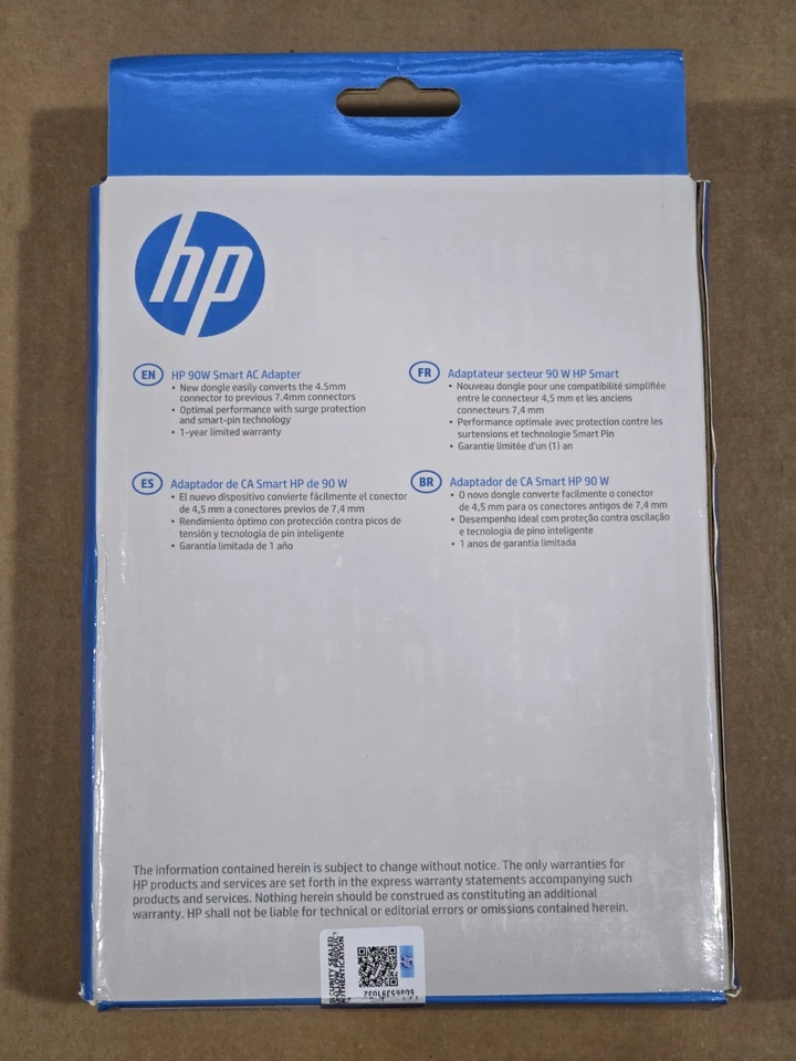 Adaptador de CA inteligente G6H43AA genuino HP 90w NUEVO/CAJA ABIERTA Foto 3 de 4