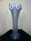 Fenton Boggy Bayou Ice Blue Opalescent  Glass Swung Vase 11 Inches Tall