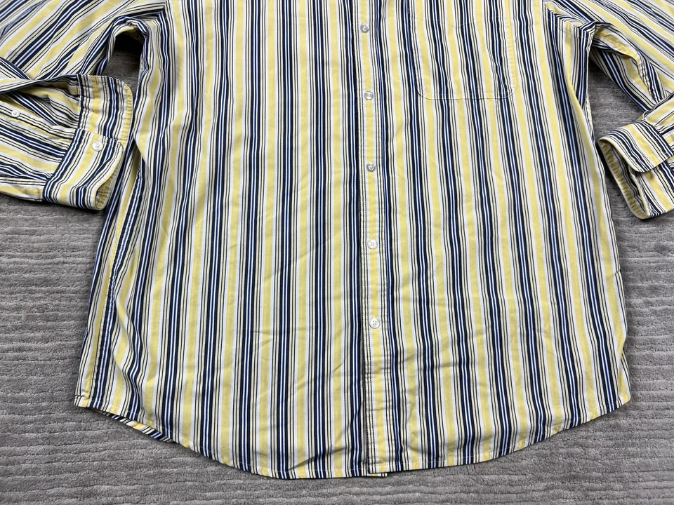 Michael Austin Shirt Mens Large Yellow Striped Button Up Long Sleeve Collared - Image 3 of 4