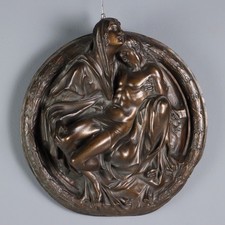 La Pietà Bassorilievo Moderno in Bronzo Italia Metà XX Secolo Originale