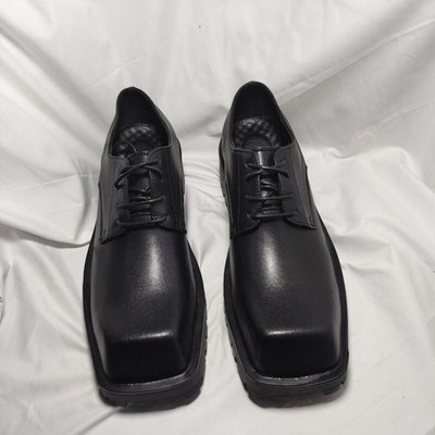 Men's Block Heel Faux Leather Shoes Square Toe Lace up Casual Party Prom Oxfords