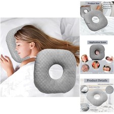 Adjustable Ear Piercing Pillow for Side Sleepers - Soft Cotton O-Shaped Support