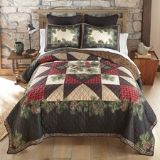 Donna Sharp Cardinal Pines Rustic Patchwork Country King 3 PC Quilted Bed Set