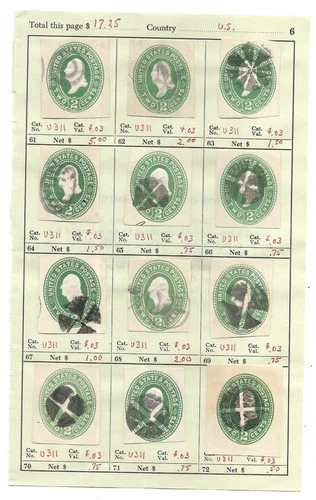 US Fancy Cancel Postal Stationery U311 12 Cut Squares Collection used Stamps