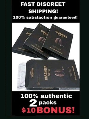 2 Packs + $10 BONUS!  Casanova Coffee Male Sexual Stimulant Enhancement Stamina