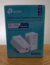 TP Link AV1000 Passthrough Powerline Starter Kit Extend Ethernet TL-PA7017P