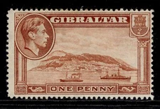GIBRALTAR GVI SG122, 1d yellow/brown, M MINT. Cat £30.