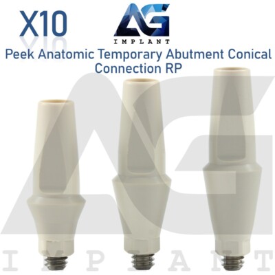 10 Peek Temporary Anatomic Straight Prosthetic System RP Conical Connection
