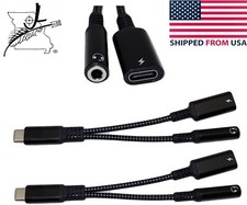 2x Cellphone USB C Dual Splitter Adapters 3.5mm Headphone Jack  Female C Charge