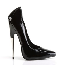 Devious Scream-01 Pumps schwarz Lack Spike Heel mit Stahlabsatz AUF LAGER