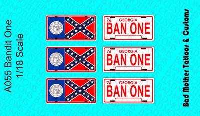 Smokey and the Bandit BAN ONE License Plates 1//18 Scale Waterslide Decals