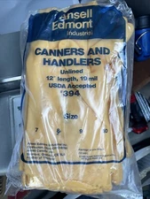 2x ansell 394 lot of 12pr 193433 Unlined Latex Gloves rolled beaded cuff; size 8