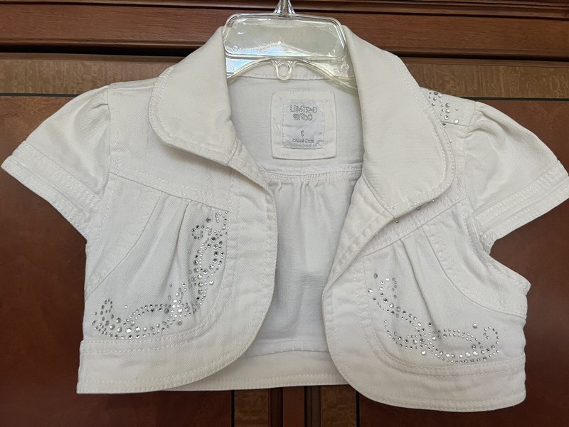LIMITED TOO Fancy Crop  Girl’s White Denim Jean Vest Size 8 