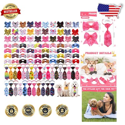 Stylish 100-Piece Dog Neck Tie and Bow Tie Set Adjustable for All Occasions