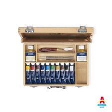 COLORE AD OLIO FINE COLORI LEFRANC&BOURGEOIS CASSETTA LEGNO 10 TUBI COLORI 