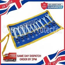 10PC STUBBY SPANNER SET COMBINATION COMBI WRENCH METRIC IMPERIAL OPEN RING END
