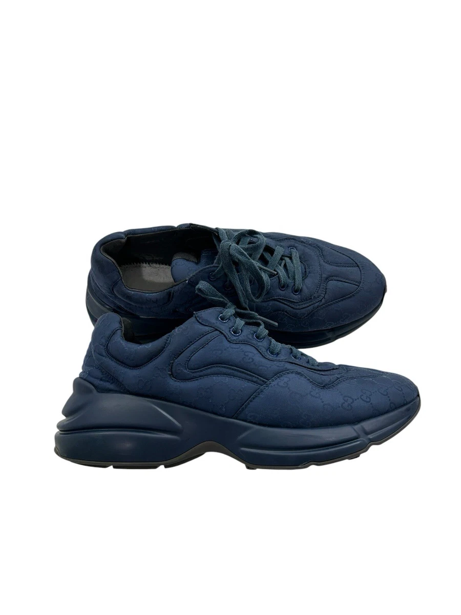 New with box Men\'s Blue Gucci Sneakers us size 9 Gucci 8 GUCCI 409766 Blue Guccissima Nylon Leather High Top Men  main image 4