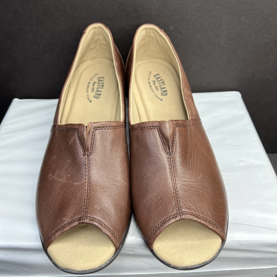 Women Size 9B Eastland Baylee Memory Foam Open Toe Wedge Heel Rose Brown LN! - Image 3 of 4