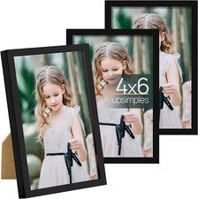 4X6 Picture Frame Set of 3, Made of High Definition Glass for 4X 6 Black Frames,