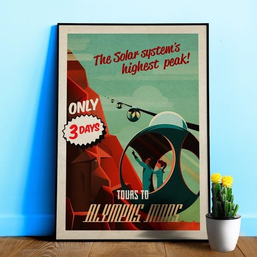 Mars, Touren zum Olymp Monde — Vintage Weltraumposter, Retro Weltraumkunst, Propaganda - Bild 1 von 12