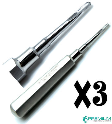 3× Premium Elevator 4mm Straight Tip Root Surgical Extract Instruments