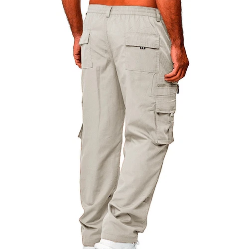 Mens Lightweight with Pockets Bottoms Men Leisure Elastic Waist Cargo Pants - Picture 23 of 47