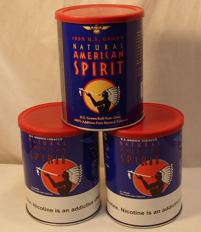 can of tobacco cost 3 American Spirit Tobacco Cans Tins 5.29 ounce size