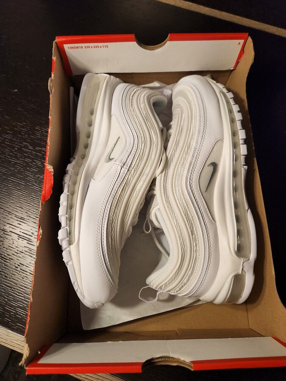 Nike Air Max 97 Triple White Wolf Grey Size 9.5 921826-101 - Free Shipping