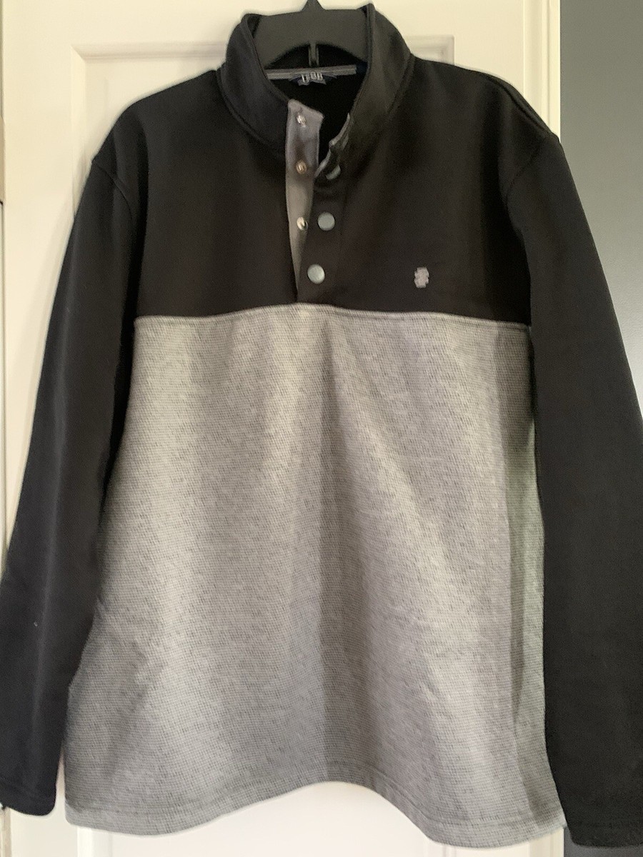 Izod Men's Premium Essentials Spectator Button Mock Neck Colorblock Fleece