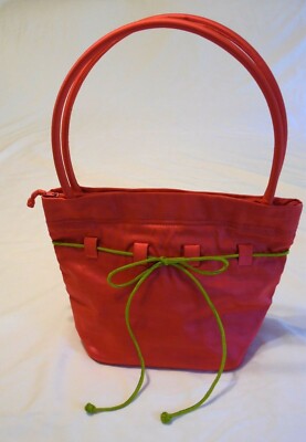 Claire V. Silk Cloth Hand bag Hot Pink with neon green. NWOT